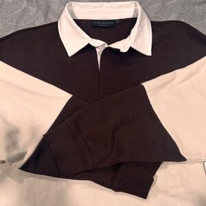 Men’s Rugby-Style Striped Long Sleeve Polo Shirt - Casual Collared Top